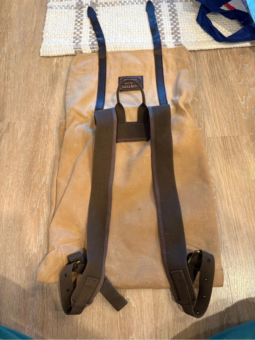 Burton Tan Canvas Backpack with Dark Brown Strap Accents